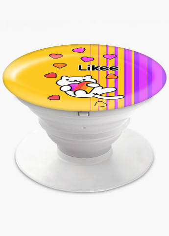 Попсокет (Popsockets) тримач для смартфону Лайк Котик (Likee Cat) (8754-1039) Чорний MobiPrint (216748255)