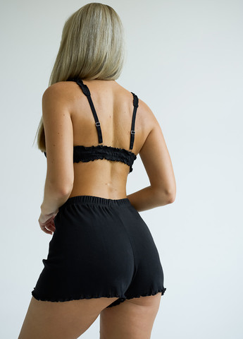 Черная всесезон пижама (топ, шорты) топ + шорты Kari Shop Atelier