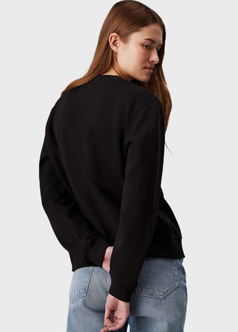 Черный свитшот Calvin Klein Jeans однотонный вышивка (347246598)