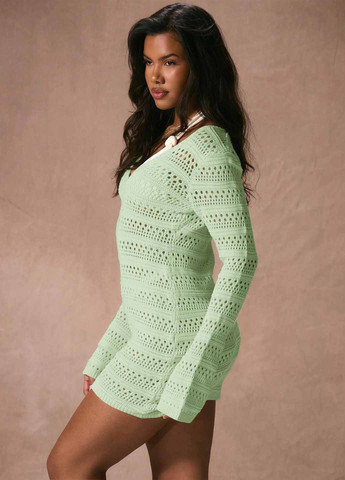 Мятное пляжное платье силуэтная SHEIN однотонное