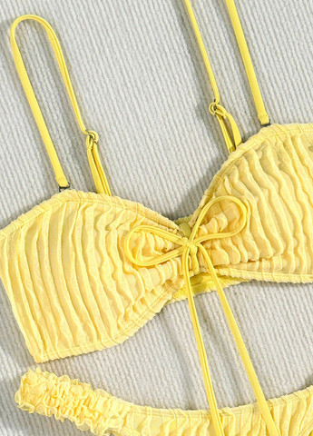 Светло-желтый демисезонный купальник (лиф, трусики) раздельный, бандо SHEIN