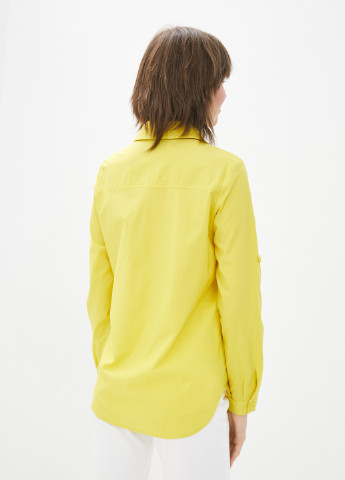 Желтая кэжуал рубашка однотонная DANNA