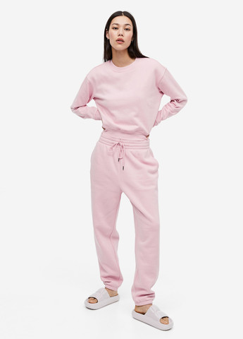 Светло-розовый свитшот H&M однотонный без декора (300466363)