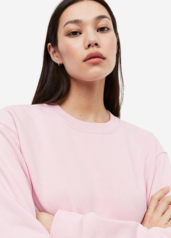Светло-розовый свитшот H&M однотонный без декора (300466363)