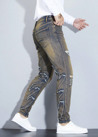 Бронзовые демисезонные скинни джинсы SHEIN