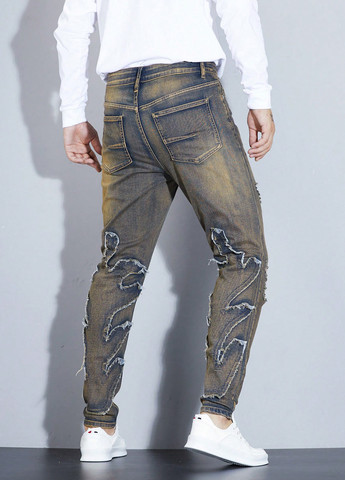 Бронзовые демисезонные скинни джинсы SHEIN