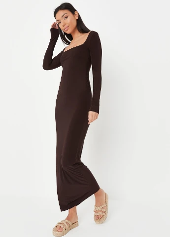 Темно-коричневое кэжуал платье Missguided однотонное