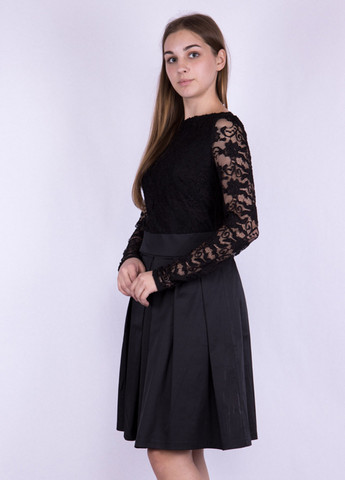 Черное кэжуал платье клеш Time of Style однотонное