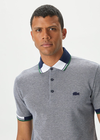 Серо-синяя футболка-поло для мужчин Lacoste меланжевая