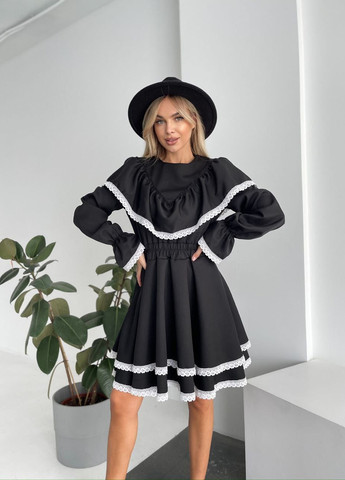 Чорна кежуал сукня кльош No Brand однотонна