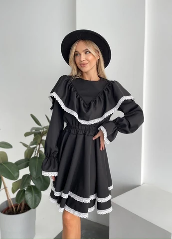 Чорна кежуал сукня кльош No Brand однотонна