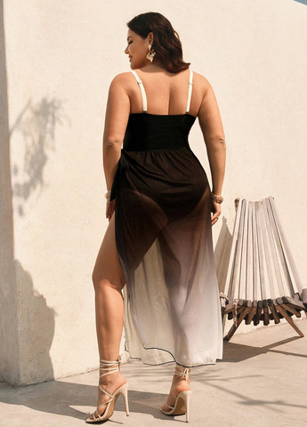 Комбинированный летний комплект (купальник, юбка) слитный, бандо SHEIN