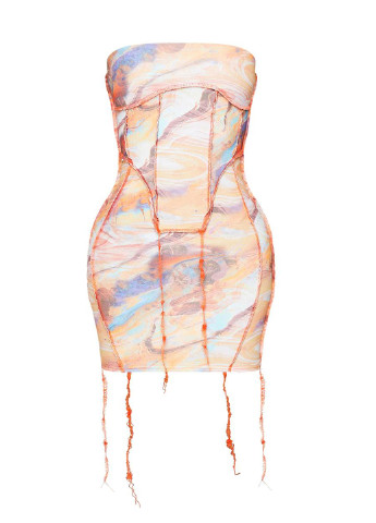 Комбінована кежуал сукня з відкритими плечима PrettyLittleThing з абстрактним візерунком