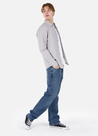 Светло-серая кэжуал рубашка однотонная Colin's