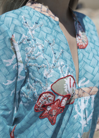 Голубое пляжное платье Anastasea с рисунком