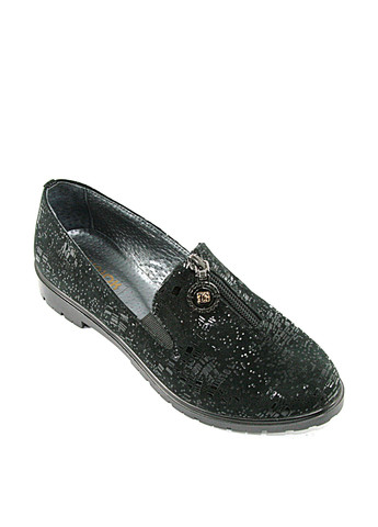 Черные женские кэжуал туфли с логотипом на низком каблуке - фото