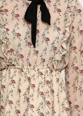 Бежевое кэжуал платье на подкладе Aikha с цветочным принтом