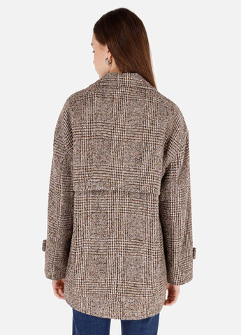 Коричневое Кэжуал полупальто двубортное Colin's в клетку