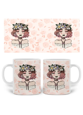 Кружка Девушка с цветами (Girl with flowers) 330 мл Чашка Керамическая (20259-2841) MobiPrint (221743181)