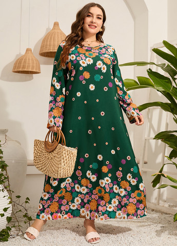 Зелена кежуал сукня а-силует SHEIN з квітковим принтом