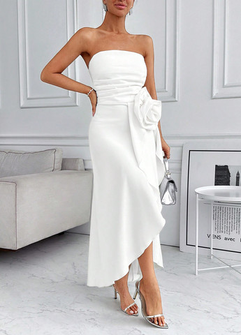 Білий кежуал сукня SHEIN однотонна