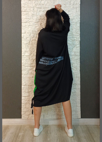 Черное кэжуал платье а-силуэт, оверсайз di classe с надписью