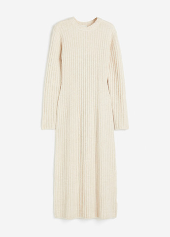 Молочна кежуал сукня силуетна, сукня светр, кльош H&M однотонна