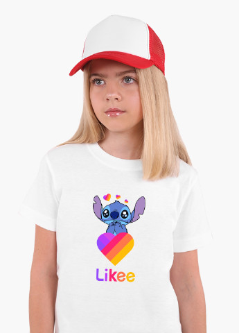 Біла демісезонна футболка дитяча стіч лайки (stitch likee) (9224-1596) MobiPrint