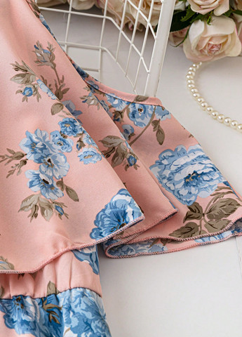 Комбінована кежуал сукня кльош, з відкритими плечима SHEIN з квітковим принтом