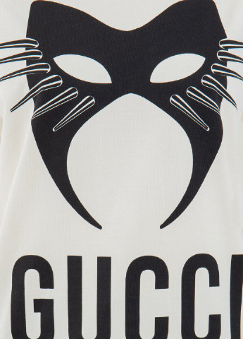 Біла всесезон чорна футболка oversize з логотипом Gucci
