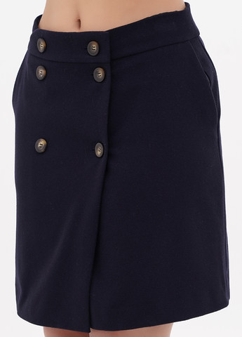 Темно-синяя кэжуал однотонная юбка Boden а-силуэта (трапеция), на запах