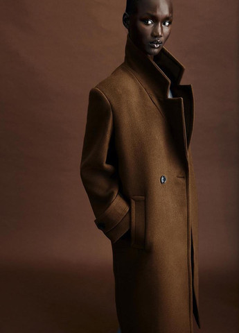 Коричневое демисезонное Пальто двубортное H&M