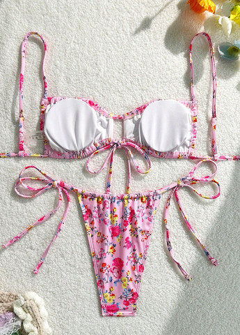 Комбинированный летний купальник (лиф, трусики) бикини, раздельный SHEIN