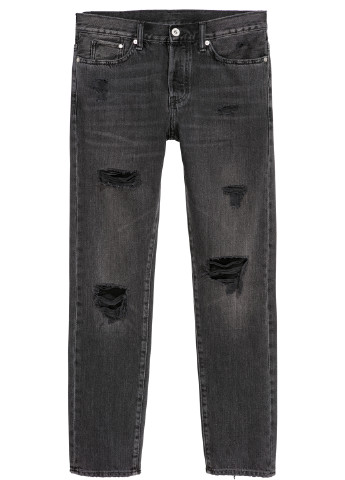 Графитовые демисезонные слим фит джинсы H&M