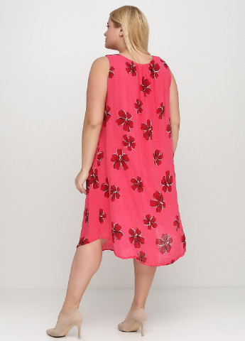 Малинова кежуал плаття, сукня Moda in Italy з квітковим принтом