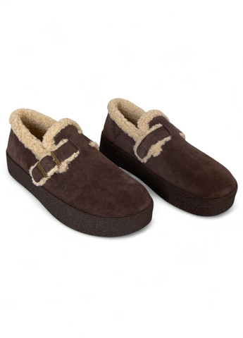 Темно-коричневые слипоны ALLSY с мехом однотонные