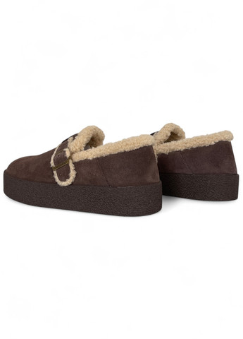Темно-коричневые слипоны ALLSY с мехом однотонные