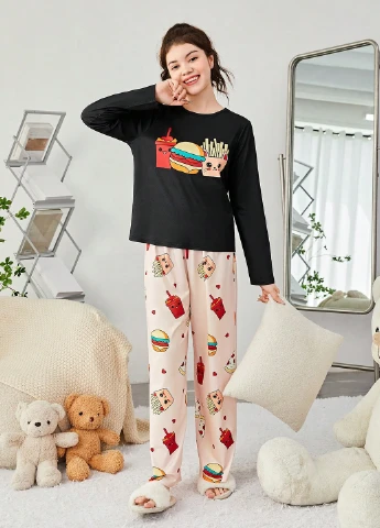 Комбинированная всесезон пижама (лонгслив, брюки) лонгслив + брюки SHEIN