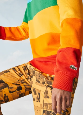 Комбінований світшот Lacoste колор блок вишивка (276459871)