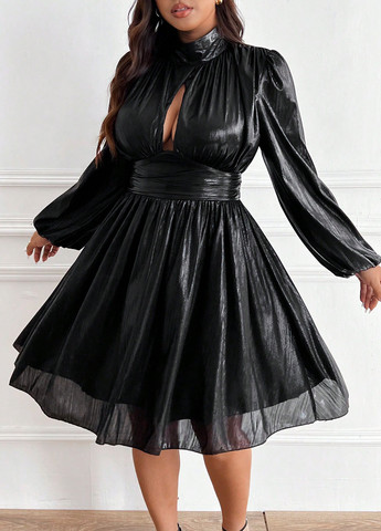 Чорна вечірня сукня кльош SHEIN однотонна