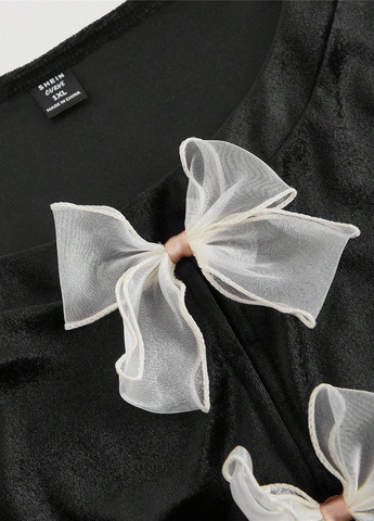 Черное вечернее платье клеш SHEIN однотонное