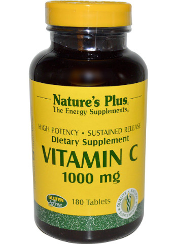Витамин С Медленного Высвобождения,, 1000 мг, 180 Таблеток Natures Plus (228292924)