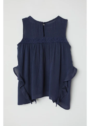 Темно-синяя однотонная блузка H&M летняя