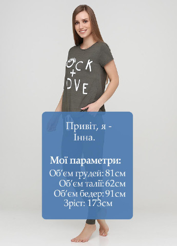 Оливкова (хакі) всесезон піжама (футболка, штани) футболка + штани Nicoletta