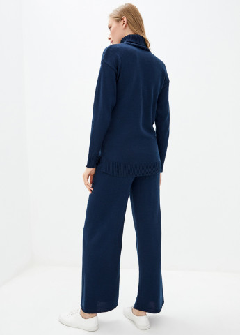 Костюм (свитер, брюки) Sewel однотонный тёмно-синий кэжуал акрил, шерсть