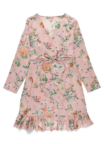 Розовое кэжуал платье на запах STUDIO ID с цветочным принтом