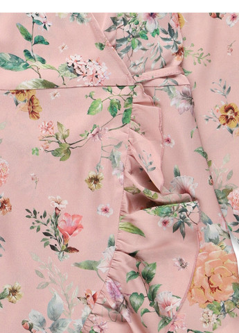 Розовое кэжуал платье на запах STUDIO ID с цветочным принтом