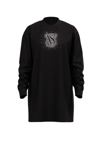 Черное домашнее платье платье-свитшот Victoria's Secret однотонное