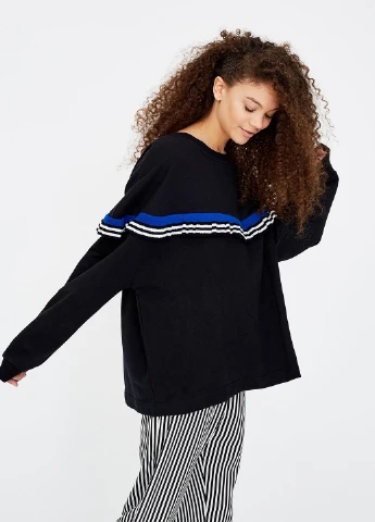 Темно-синій світшоти Pull & Bear смужка оборки (245771045)