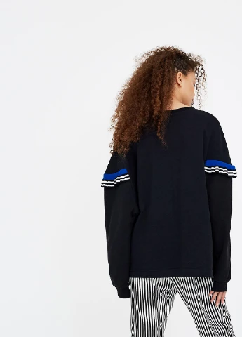 Темно-синій світшоти Pull & Bear смужка оборки (245771045)